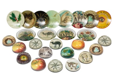 Collection of John Derian Paperweights, Small Plates, and Coasters