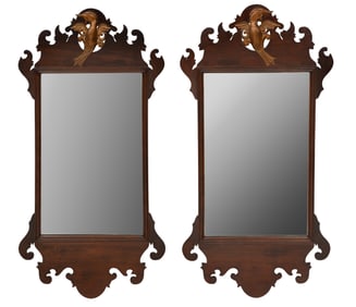 Pair of Chippendale-Style Mahogany Mirrors