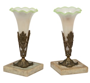 Pair of French Opaline Glass Flare Vases