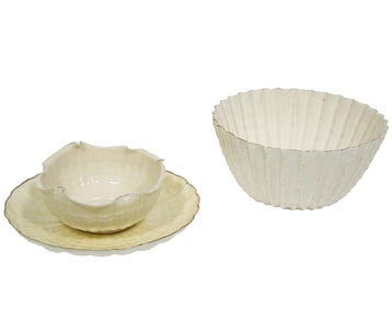 Three Piece Set of Belleek Porcelain Tableware