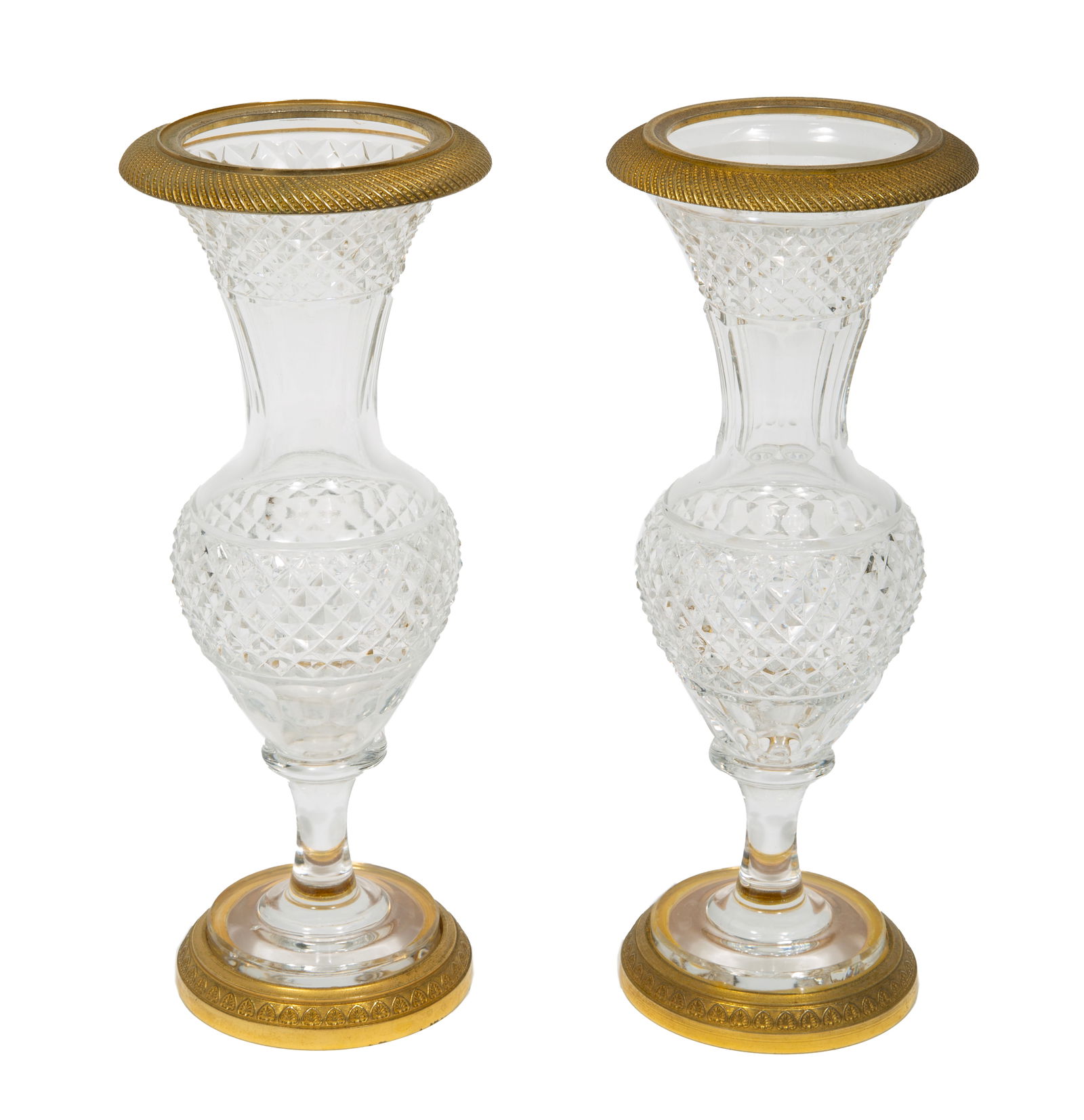 Pair of Bronze Mounted Cut Crystal Vases (1 of 3)