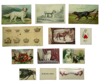 Twelve John Derian Decoupage Glass Trays