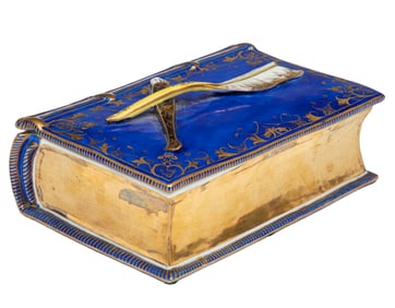 Paris Porcelain Book Form Inkwell or Encrier