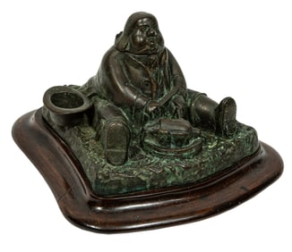 American Bronze Figural Inkwell