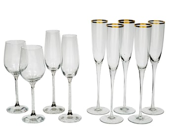 Group of Swarovski Crystalline Stemware, marked, incl. 2 wine glasses, h. 8 3/4 in.; and 2 champagne