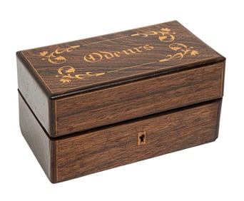 Pair of Old Paris Porcelain Scent Bottles with Rosewood Case