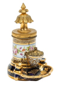 Bronze Mounted Old Paris Porcelain Inkwell