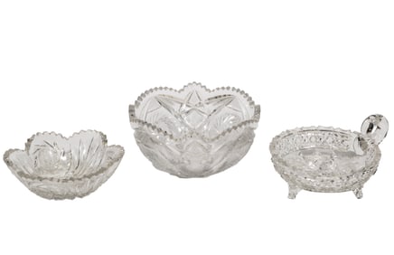 Three Antique American Brilliant Cut Glass Bowls