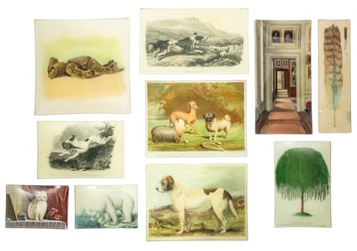 Group of Ten John Derian Decoupage Glass Trays