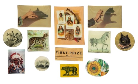 Twelve Assorted John Derian Decoupage Glass Trays and Plates