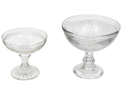 Two American Molded Flint Glass Footed Bowls