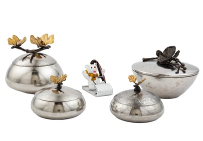 Four Michael Aram Decorative Table Items and One Ornament