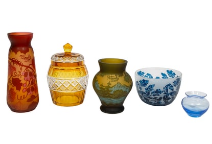 Group of Five Vintage Art-Glass Pieces