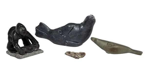 Four Canadian Indigenous-Carved Soapstone Objects