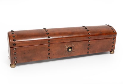 Sarreid Ltd. Embossed Leather and Stud Embellished Telescope Box