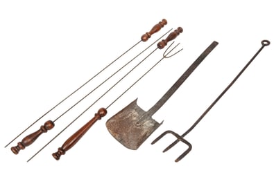Group of Six Fireplace Tools