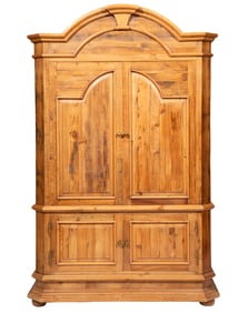 French Provincial-Style Carved Pine Linen Press