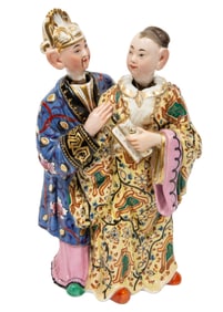 Paris Polychrome and Gilt Porcelain Chinoiserie "Nodder" Group