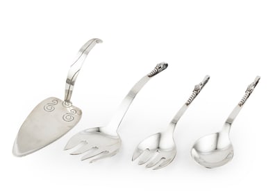 Good Group of Mexican Sterling Silver Serving Pieces