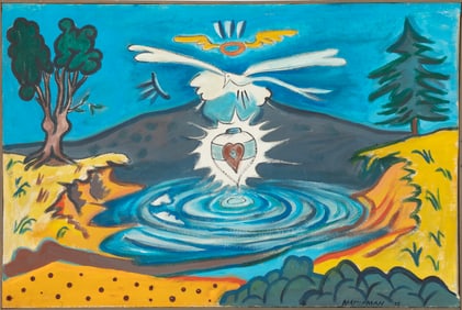 Frederick Alan Marchman, American/Alabama 1941-2016, "Spirit at Thee Spring", acrylic on canvas, 22