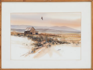 Joe Garcia, American/California b. 1945, "California Landscape", watercolor on paper mounted to