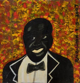 Ruth Robinson, American/Alabama b. 1952, "Louis Armstrong", acrylic on panel, 24 x 23 1/4 in. (61 x