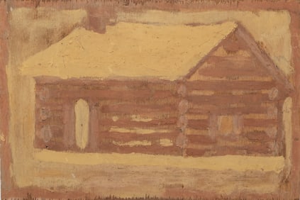 Jimmie Lee Sudduth, American/Alabama 1910-2007, "Small Cabin", mud, paint and graphite on found