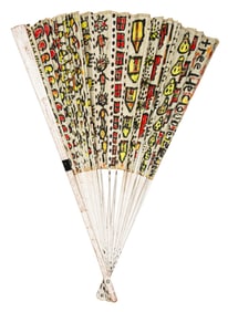 Mark Bercier, American/Louisiana b. 1950, "Family", oil on fan, 38 x 60 in. (96.5 x 152.4 cm.)