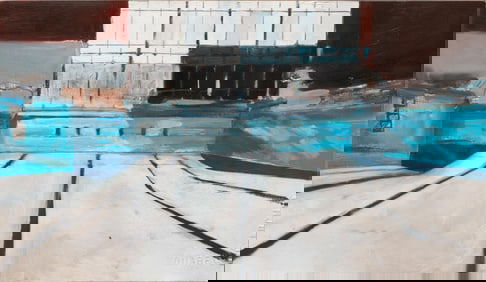 Sonya Berg, American/Texas 20th c., "Blue Cathedral , Mountain View and Open", 2 oils on paper and