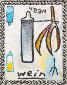 Mark Bercier, American/Louisiana b. 1950, "Wean Wein", oil on canvas, 24 x 18 in. (61 x 45.7 cm.),