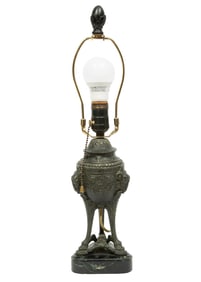 Empire-Style Patinated Metal Lamp
