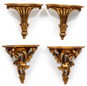 Two Pairs of Giltwood Wall Brackets