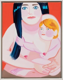 Madeline Donahue, American/Texas b. 1983, "Mother and Child", acrylic on canvas, 14 x 11 in. (35.6 x