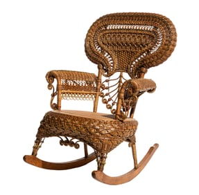 American Victorian Wicker Rocker 39 x 26 x 32 in. (99.1 x 66 x 81.3 cm.)