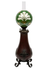 Bradley and Hubbard Bronzed-Metal Oil Lamp