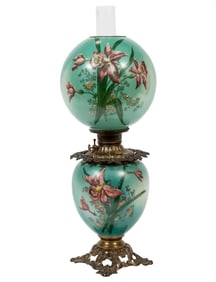 Victorian Painted Oil Lamp