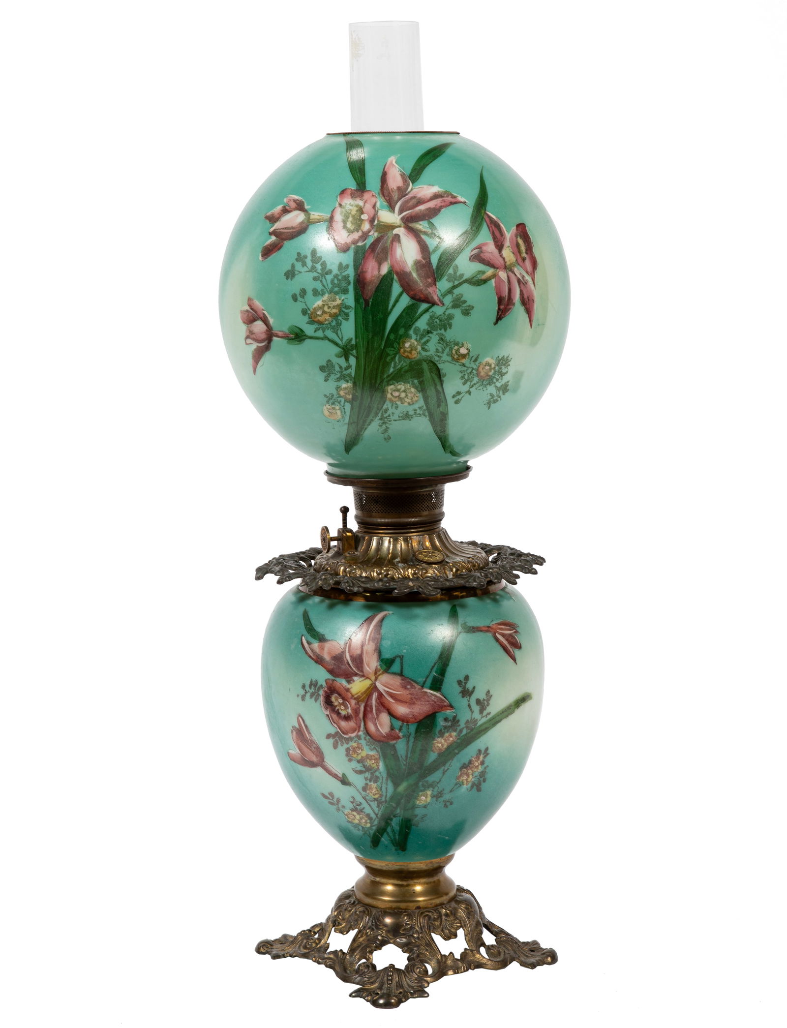 Victorian Painted Oil Lamp (1 of 7)