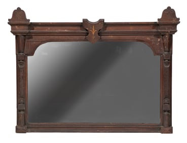 American Renaissance Walnut Overmantel Mirror 45 x 59 x 6 in. (114.3 x 149.9 x 15.2 cm.)