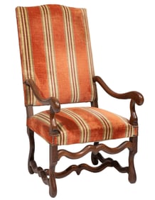 Baroque-Style Carved Oak Armchair 47 x 22 1/2 x 20 1/2 in. (119.4 x 57.2 x 52.1 cm.)
