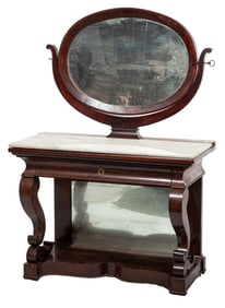 French Restauration Carved Mahogany Dressing Table, 19th c.
