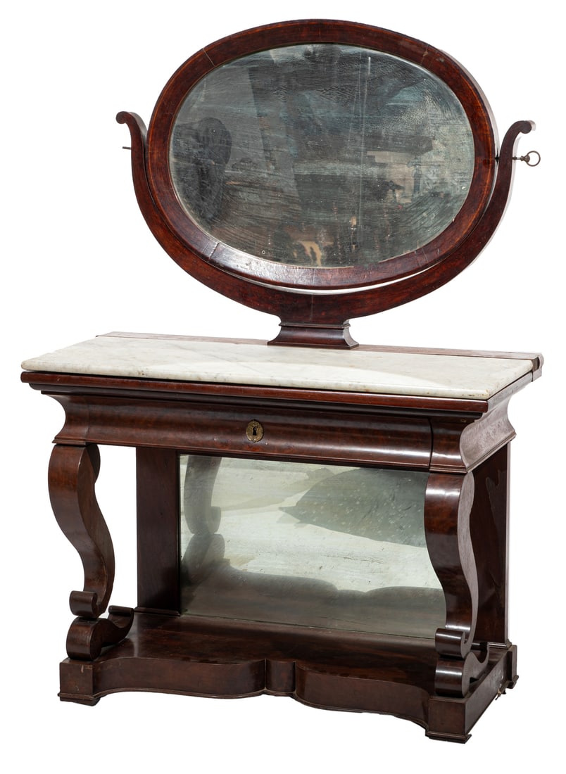 French Restauration Carved Mahogany Dressing Table, 19th c. (1 of 3)