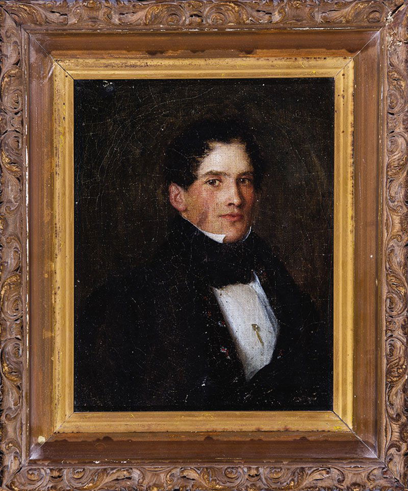 Attributed to John Wesley Jarvis (American, 1780): Attributed to John Wesley Jarvis (American, 1780-1840), "Self Portrait", oil on canvas, unsigned, 10 in. x 8 in., framed. Provenance: Argosy Gallery, New York, 1957; Collection of Felix H. Kuntz, New