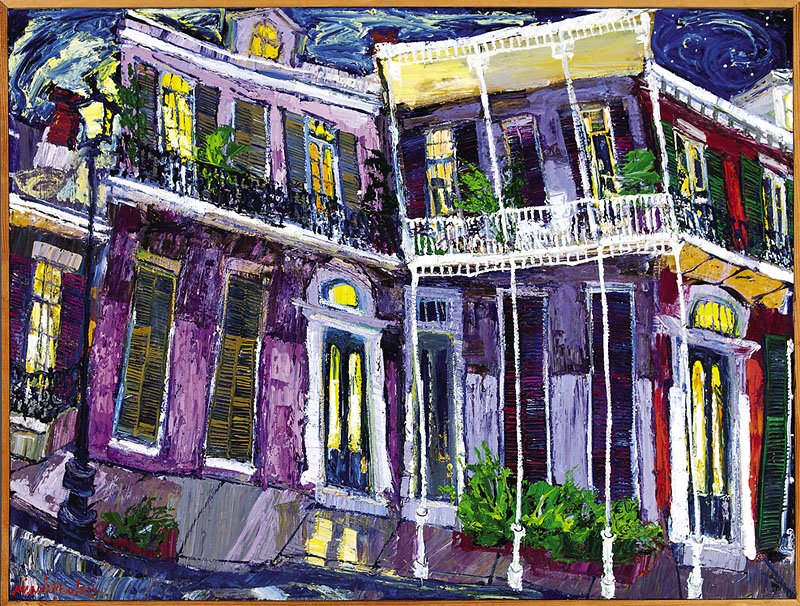 James Michalopoulos (American/Louisiana, b. 1951): James Michalopoulos (American/Louisiana, b. 1951), "Equilibratia", 2004, oil on canvas, signed lower left, signed, dated, and titled en verso, 36 in. x 48 in., framed