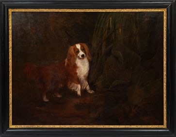 British School 19th c., "Portrait of a Spaniel", oil on canvas, 38 1/4 x 50 5/8 in. (97.2 x 128.6