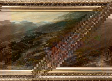 Louis Bosworth Hurt, British 1856-1929, "Shetland Cattle Coming Down the Mountain", oil on canvas,