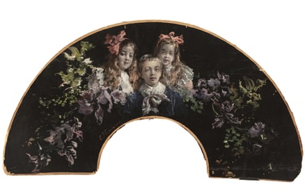 Konstantin Yegorovich Makovsky, Russian 1839-1915, ?Siblings?, gouache on silk laid on board, 14 3/8