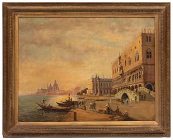 Robert Balcke, German 1880-1945, "Venezia - Palazzo Ducale", oil on canvas, 27 1/2 x 36 in. (69.9 x