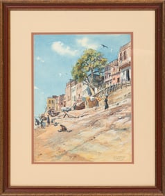 Karl Köpke, German late 19th/early 20th c., "Views of Cairo, Egypt", 5 watercolors on paper