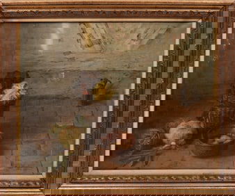 Carl Fleischmann, German 1853-1935, "Still Life with Cabbages, Potatoes, Gourds and Leeks", oil on