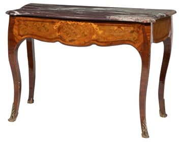 Louis XV-Style Bronze Mounted Parquetry and Marquetry Console